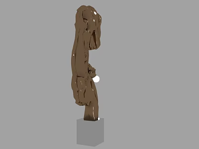 Modern Decorative Ornament Set With Brown Sculpture On Gray Base 3d model