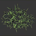 Fresh Lush Green Grass With Reflection On Dark Background Surface