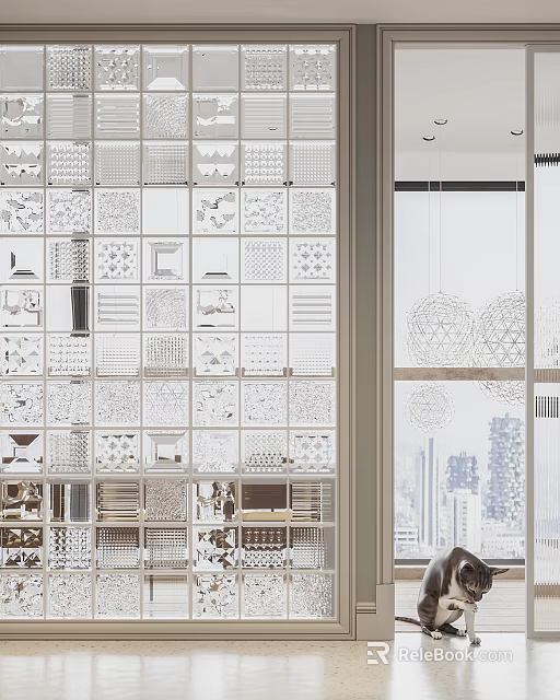 Modern Decorative Wall With Diverse Geometric Patterns And Intricate Openwork Designs 3d model 