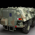 Military Armored Vehicle With Camouflage Paint Heavy Armor And Wheeled Tactical Design