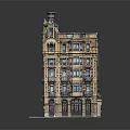 European Architecture Model With Intricate Facade Multiple Windows And Tower Detail