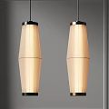 Two Modern Minimalist Chandeliers With Fabric Lampshades And Black Metal Frames For Home Decor