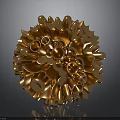 Detailed Golden Organ And Hair Structure With Spherical Protrusions And Holes