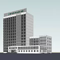 Modern Multi storey Office Building With Glass Facade And Attached Low Rise Structure 3d model