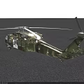 Military Helicopter With Camouflage Paint Parked On Gray Ground Featuring Main Rotors And Tail Rotor