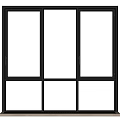 Modern sliding door with black frame and transparent glass for home interior