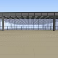 Modern Industrial Building With Black Steel Roof Open Structure And Large Glass Windows