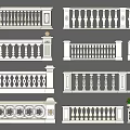 White Decorative Railing Assortment With Diverse Patterns And Classic Design Styles 3d model