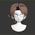 Realistic Human Head Model With Pink Short Hair And Black Headband