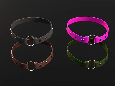 Colorful Leather Collars With Metal Buckles And Rivet Details For Daily Use 3d model