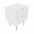 White Textured Cabinet With Geometric Pattern Gold Handle And Metal Legs