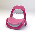 Pink Mouth Shaped Chair With White Teeth Design For Unique Home Decor