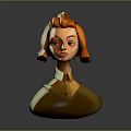 3D Game Movie Character With Red Curly Hair And Yellow Blouse Design