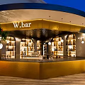 W Bar Stylish Open Design Golden Counter Wine Racks And Ambient Lighting