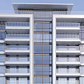 Modern High Rise Residential Building Exterior Design With Glass Curtain Wall And Balconies