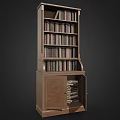 Wooden Bookcase Furniture With Multiple Shelves And Cabinet Door Storage For Books
