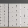 White Metal Storage Lockers With Multiple Compartments And Locking Doors 3d model