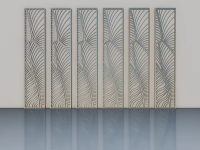 Modern Hinged Doors With Decorative Linear Leaf Patterns And Panel Design 3d model