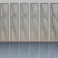 Modern Hinged Doors With Decorative Linear Leaf Patterns And Panel Design 3d model
