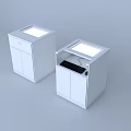 Modern White Computer Workstations With Built in Screens Keyboard And Storage Cabinets 3d model