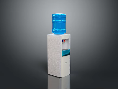 White Standing Electric Water Dispenser With Blue Water Bottle For Home Use 3d model