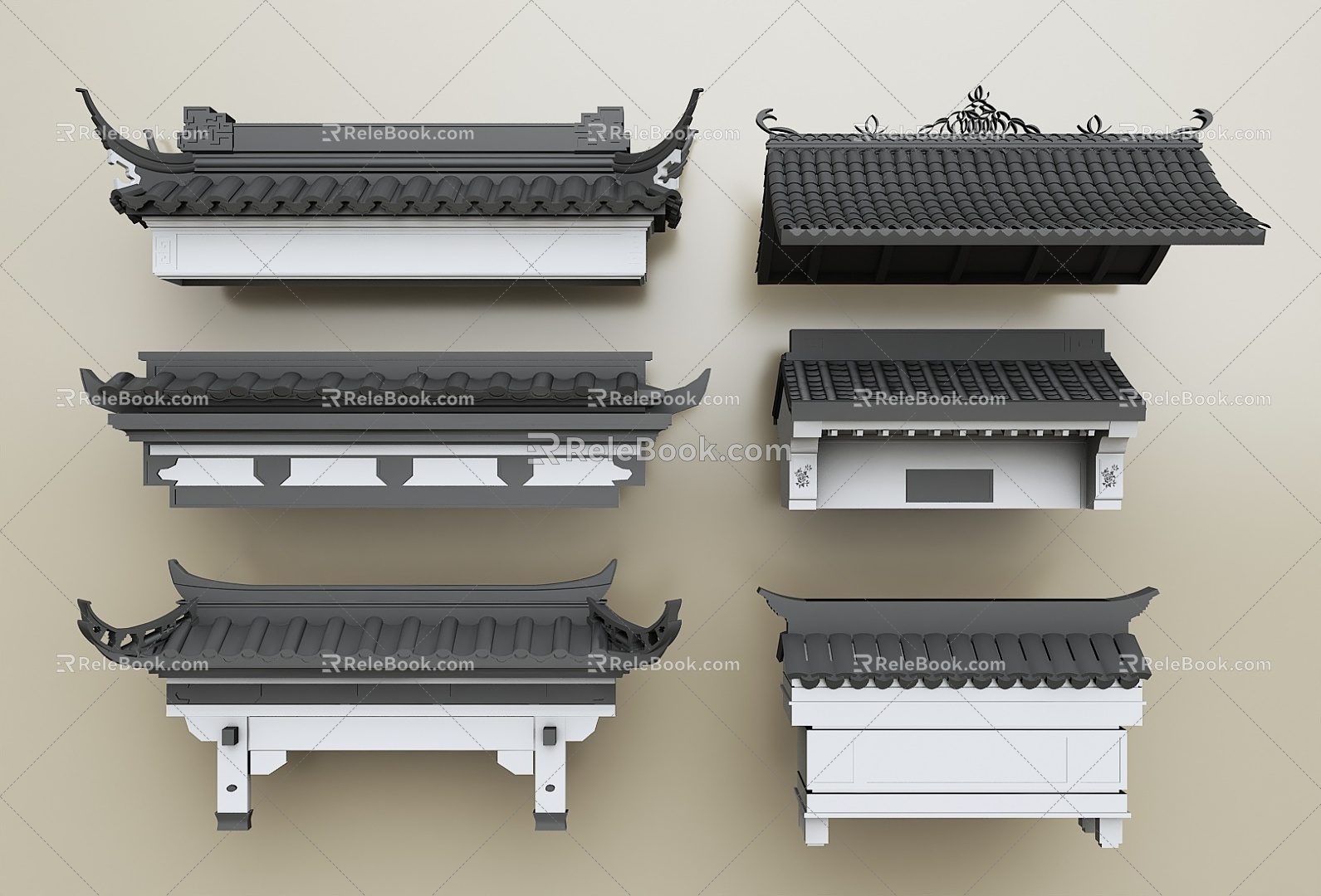 Chinese-style eaves Chinese-style eaves line Cornice ridge Chinese-style component Eaves tile ridge tile component 3d model