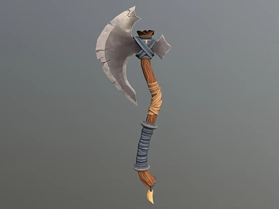 Handcrafted Axe With Sharp Metal Head Wooden Handle And Leather Wrapped Grip Design 3d model
