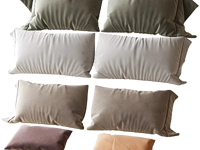 Soft Decorative Throw Pillows in Various Neutral Tones for Home Sofa Decor 3d model