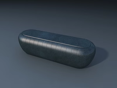 Modern Deep Gray Leather Sofa Bench With Stitched Oval Design 3d model