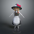 Game Movie Character With Black Hat Red Bow Blonde Hair White Apron And Black Dress