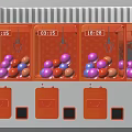 Orange Claw Machine With Colorful Balls Mechanical Claw And Digital Time