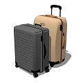 Modern Gray and Beige Suitcases with Wheels and Telescopic Handles for Travel