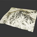 Snow Mountain Terrain Pattern Printed On Square Fabric With Realistic Topographic Details