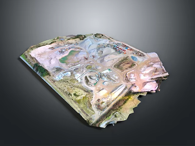 Detailed 3D Terrain Model Showing Regional Topographic Features Vegetation Roads And Structures 3d model