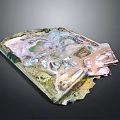 Detailed 3D Terrain Model Showing Regional Topographic Features Vegetation Roads And Structures