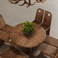 Table and Chair Combination 3d model