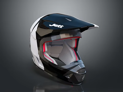 JXT Motorcycle Helmet Black White Design With Red Accents And Interior Lining 3d model