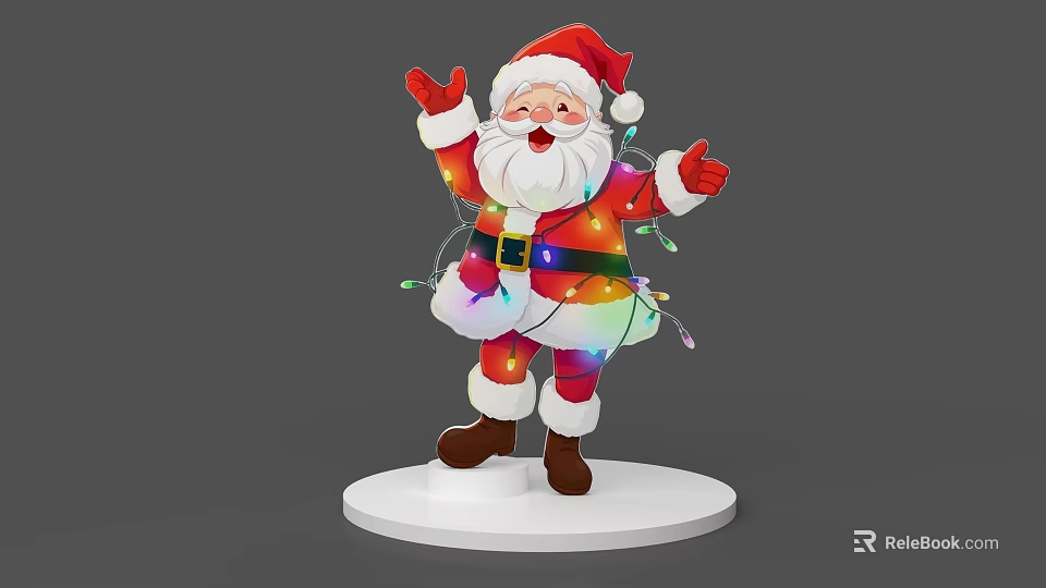 Game and Movie Character Santa Claus Wearing Red Outfit With Colorful Christmas Lights 3d model 