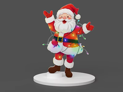 Game and Movie Character Santa Claus Wearing Red Outfit With Colorful Christmas Lights 3d model