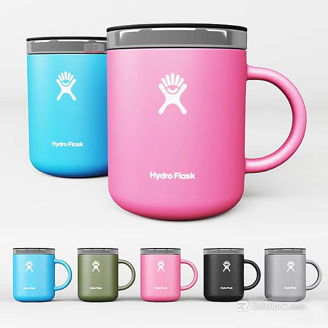 Hydro Flask Mugs With Handle And White Logo In Multiple Colors 3d model