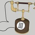 Vintage Old Fashioned Telephone Featuring Brass Components Wooden Base And Dial