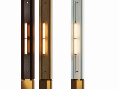 Modern Room Dividers With Vertical Light Strips And Wooden Golden White Frames 3d model