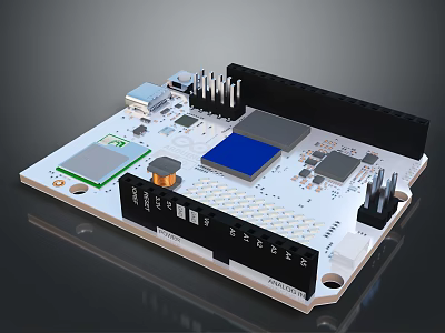 Advanced Electronic Circuit Board With Integrated Chips Interface Ports And Components 3d model