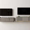 Modern Gray TV Stand With Gold Metal Legs And Storage Drawers For Living Room