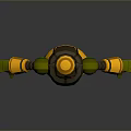 Yellow And Green 3D Mechanical Robot With Red Eyes And Extended Arms Legs