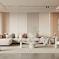 Modern Living Room Interior With Light Sofa Coffee Table And Accent Chair