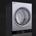 Modern Stackable Washing Machine With Dryer Sleek Silver Design And Round Doors 3d model