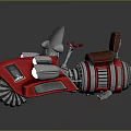 Stylish Red Motorcycle With Transparent Windshield Brown Seat Round Headlights And Futuristic Design