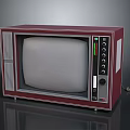 Old fashioned Burgundy Television With Classic Design And Control Knobs