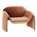 Modern Leather Lounge Chair With Curved Arms Sleek Lines And Comfortable Seat